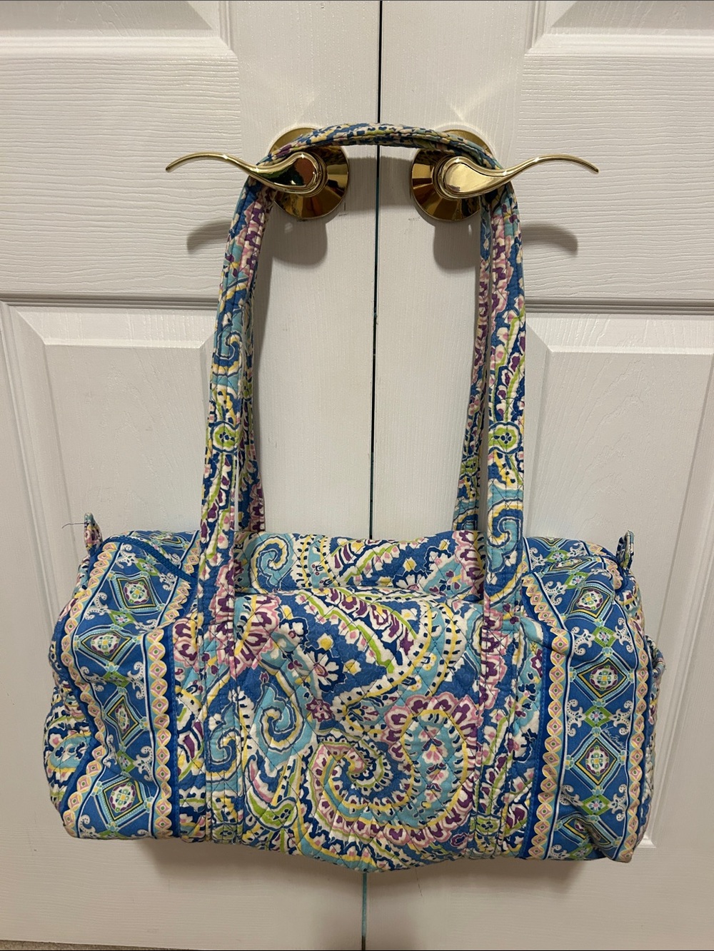 Vera Bradley Blue Multi Paisley Quilted Duffel